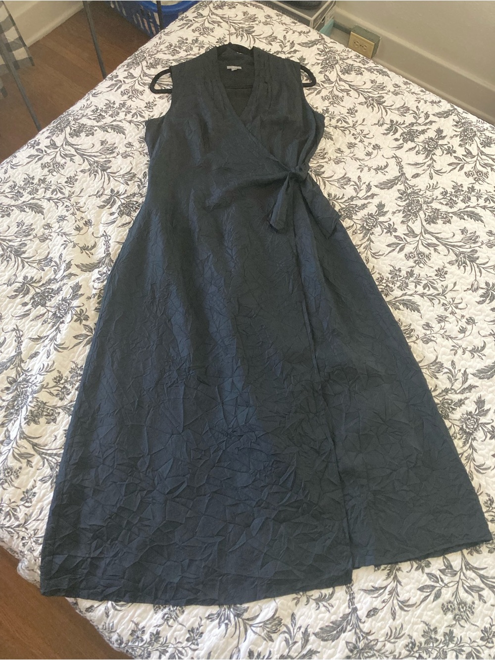 J. Jill Silk Sleeveless Black Wrap Maxi with Side Tie